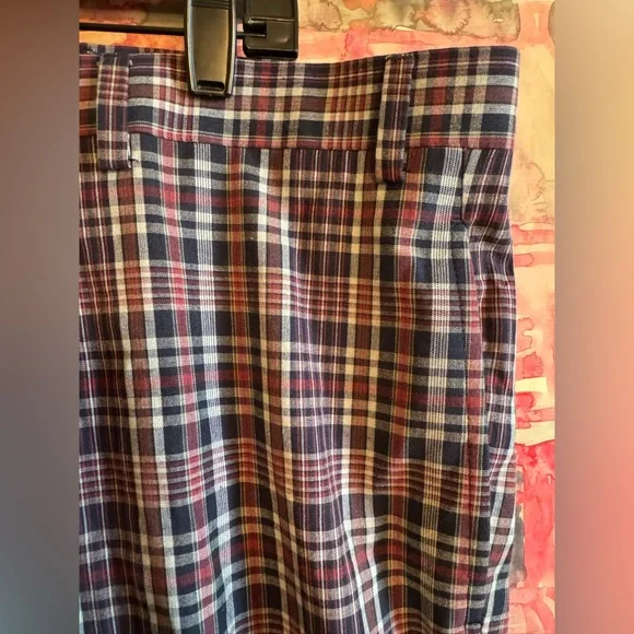 Lauren Ralph Lauren Red Plaid Flat Front Cotton Pants 36x29 India White Blue - Picture 3 of 9